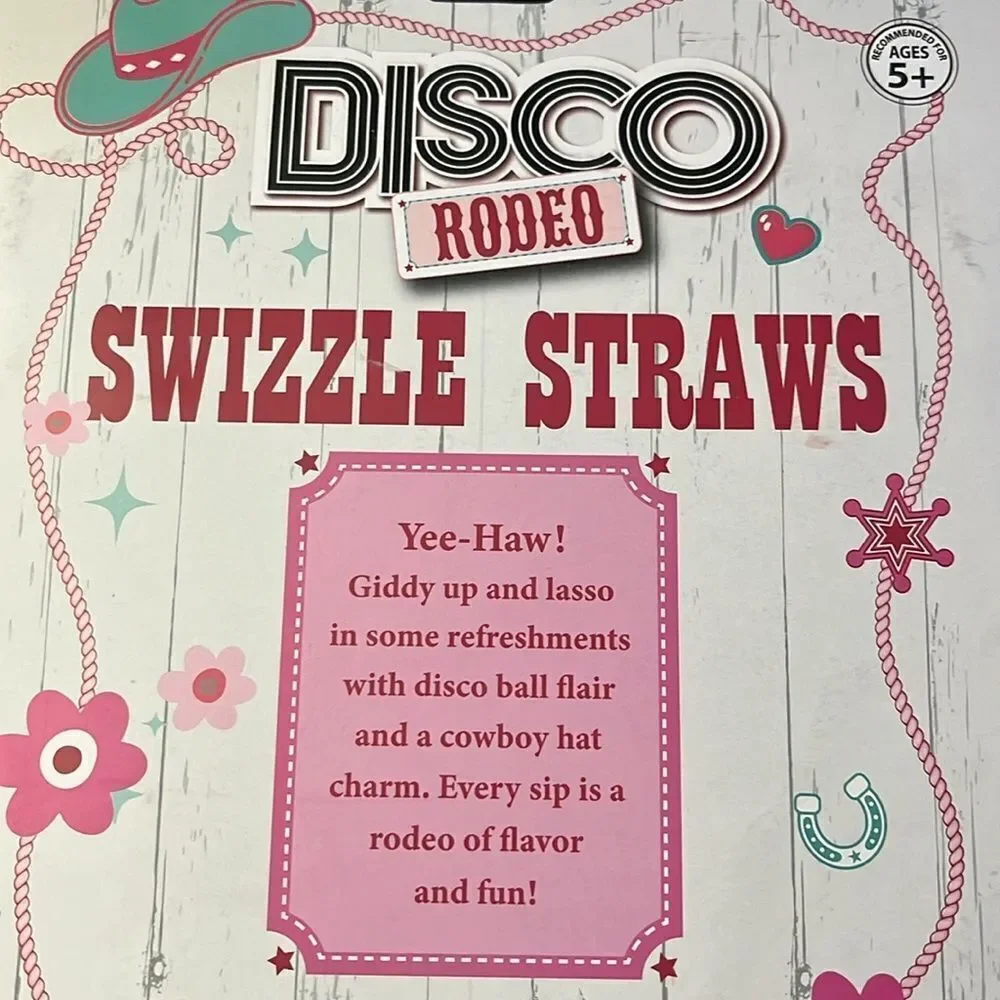 Pink and Silver Disco Swizzle Straws